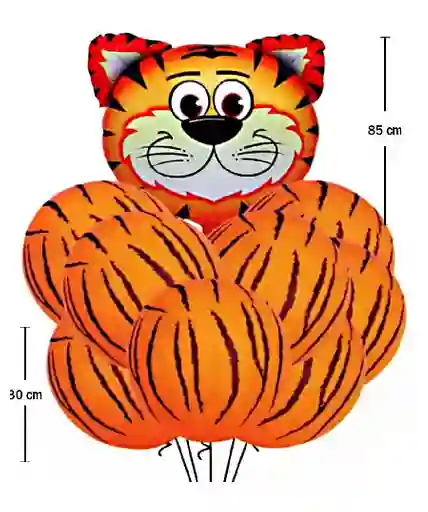 Bouquet Globos Metalizados - Tigre X9