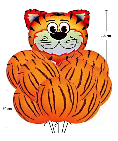 Bouquet Globos Metalizados - Tigre X9