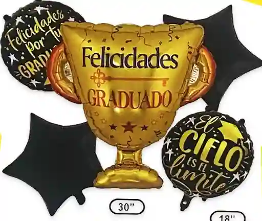 Bouquet De Globos Metalizado De Grado, Copa - X5