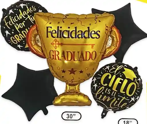Bouquet De Globos Metalizado De Grado, Copa - X5