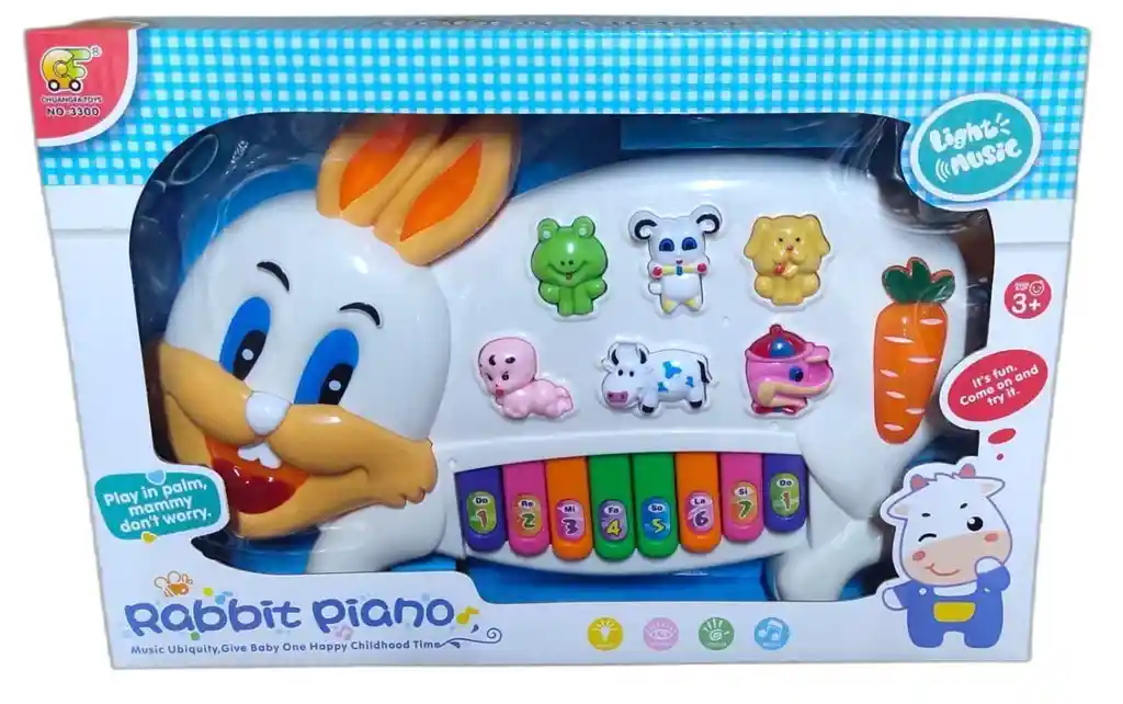 Organeta Piano Conejo Musical Juguete Bebe Con Luces
