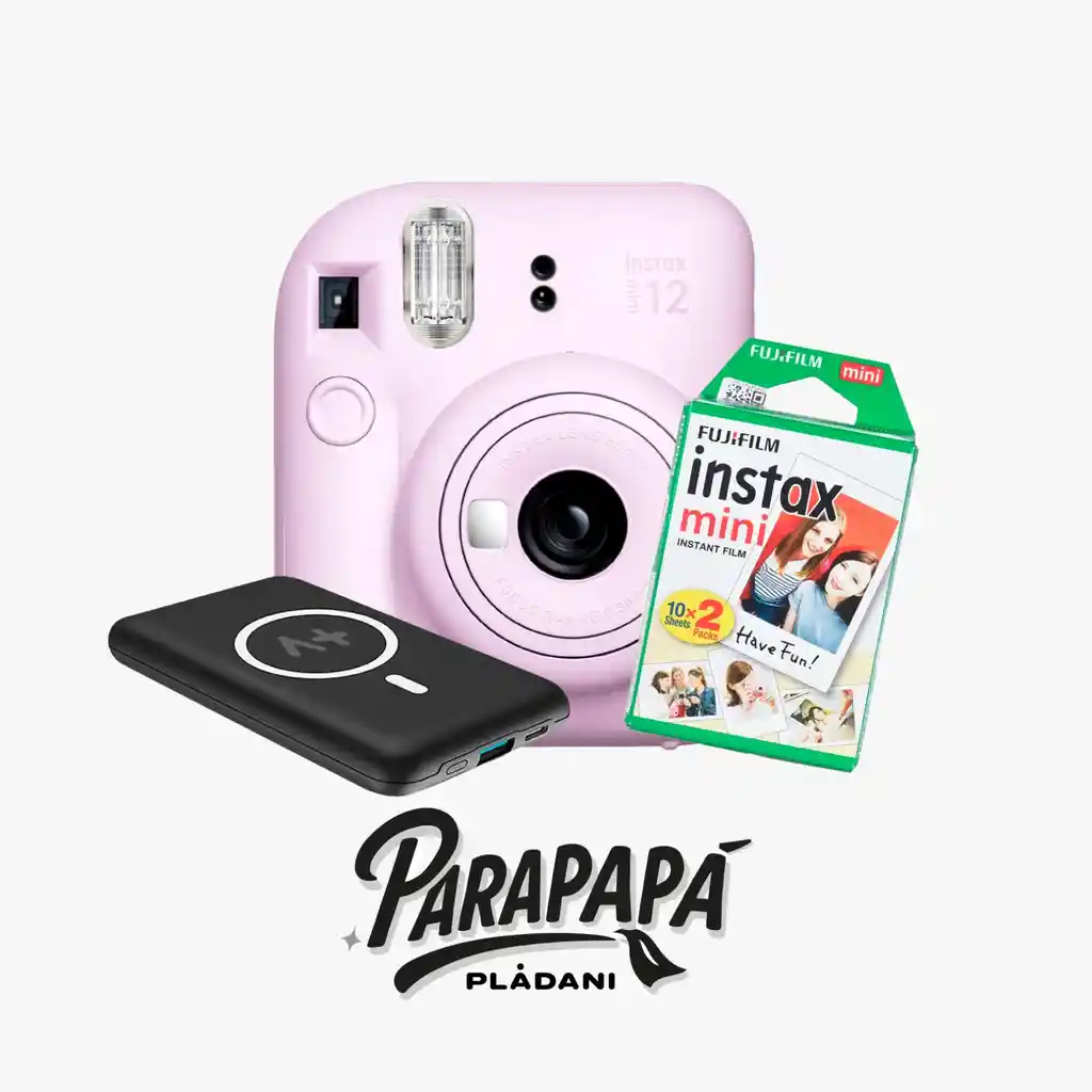 Combo Cámara Instantánea Fujifilm Instax Mini 12 + Papel Fotográfico+ Powerbank Smartbank 2x Magnética 10.000mah A+sp