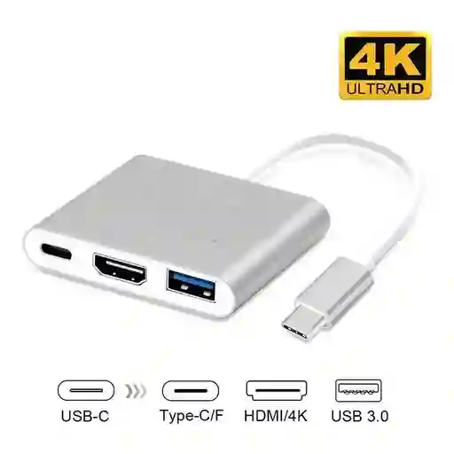 Adaptador Tipo C A Hdmi , Usb 3.0, Usb Tipo C. 3 En 1 | Usb C A Hdmi Usb Tipo C