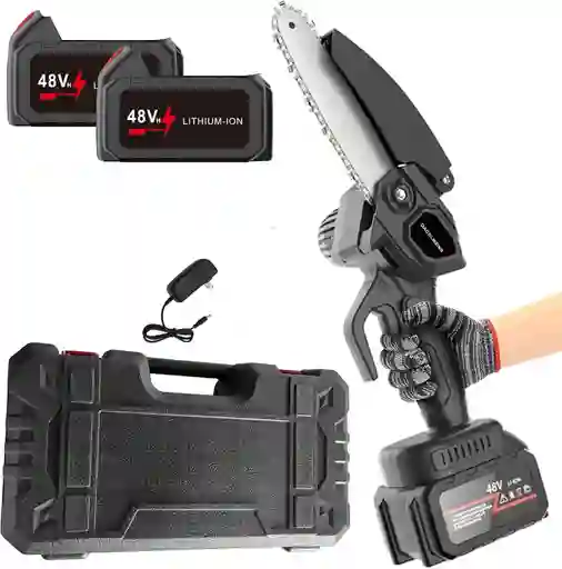 Mini Motosierra De Mano Portátil Ergonómico Recargable Doble Bateria