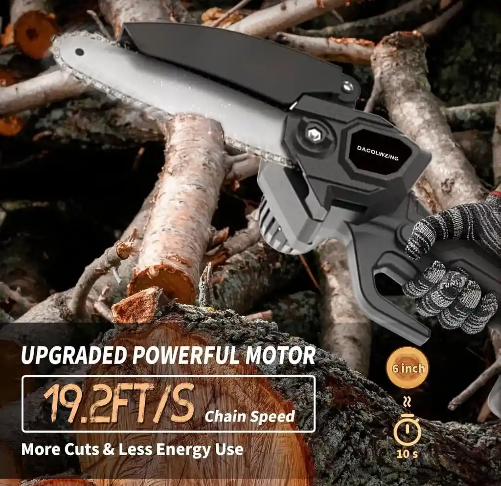 Mini Motosierra De Mano Portátil Ergonómico Recargable Doble Bateria