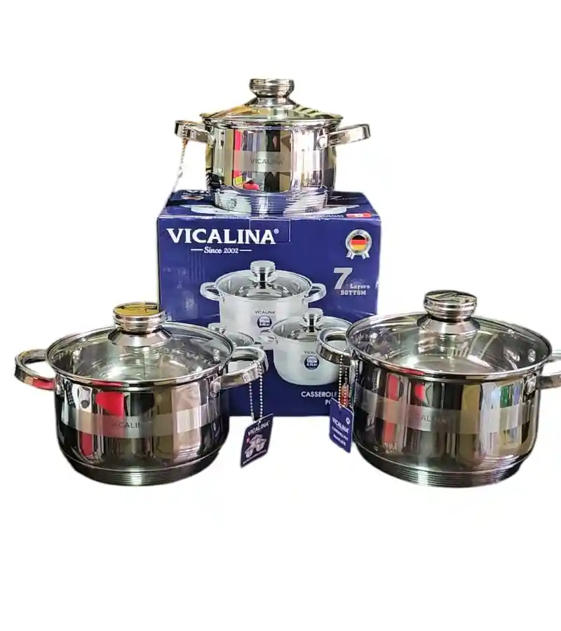 Batería De Ollas Vicalina 6 Piezas En Acero Quirúrgico