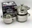 Batería De Ollas Vicalina 6 Piezas En Acero Quirúrgico