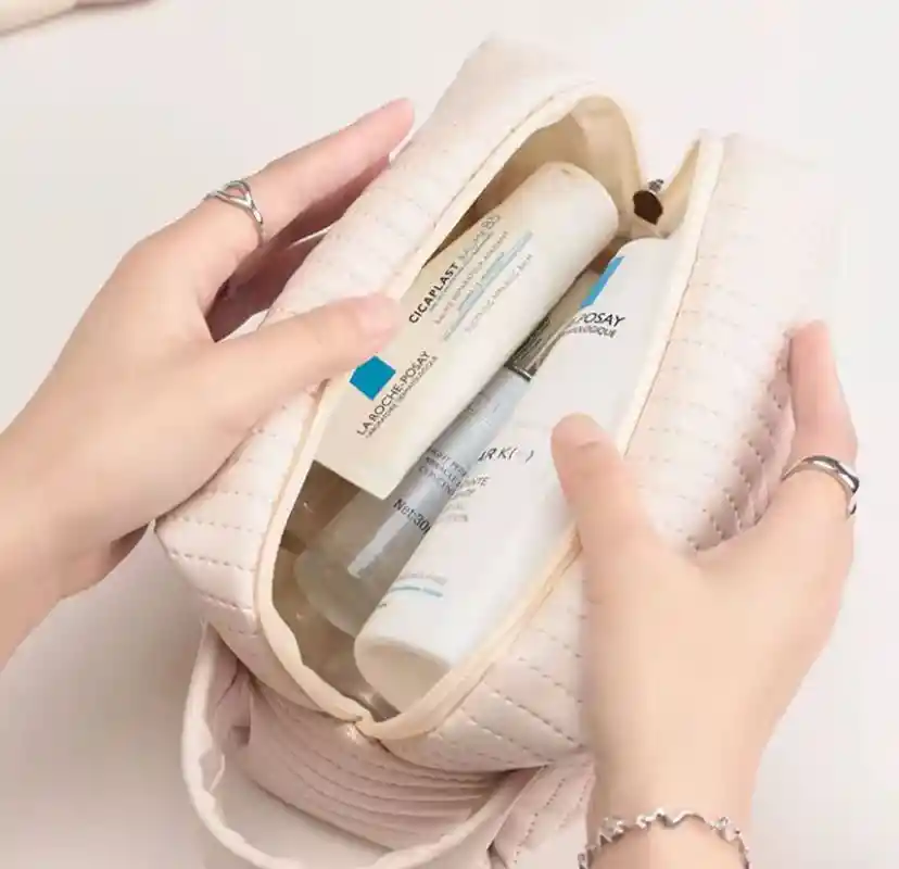 Bolsa De Cosmeticos En Cuero Pu Impermeable