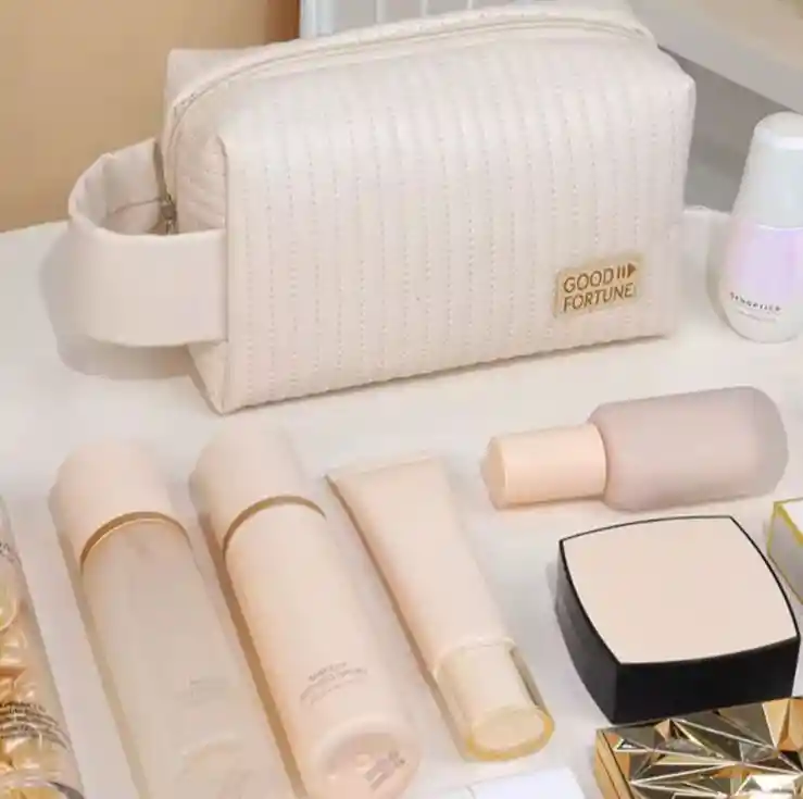 Bolsa De Cosmeticos En Cuero Pu Impermeable