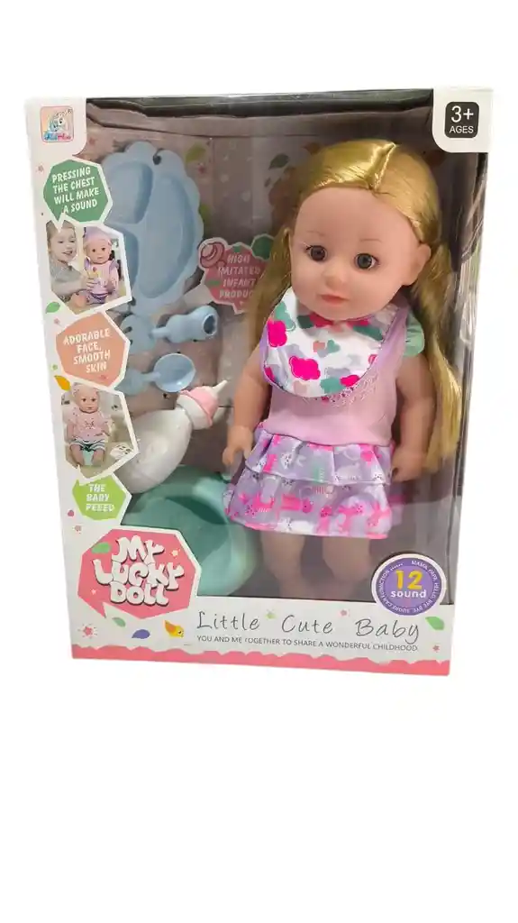 Bebe Muñeca Con Sonidos Toma Tetero Hace Pipi Juguete