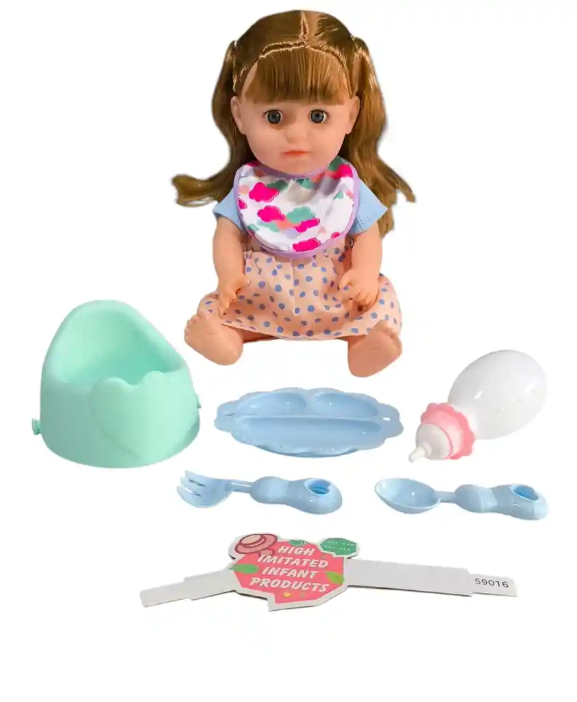Bebe Muñeca Con Sonidos Toma Tetero Hace Pipi Juguete