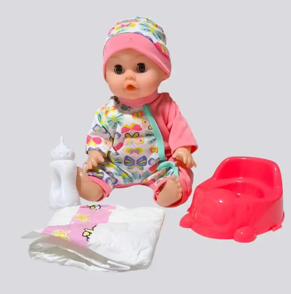 Bebe Muñeco Con Sonidos Toma Tetero Hace Pipi Juguete