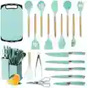 Juego De Recipiente Hermético + Set Utensilios 19 Piezas Verde