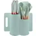 Juego De Recipiente Hermético + Set Utensilios 19 Piezas Verde