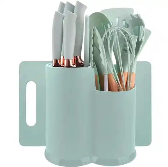 Juego De Recipiente Hermético + Set Utensilios 19 Piezas Verde