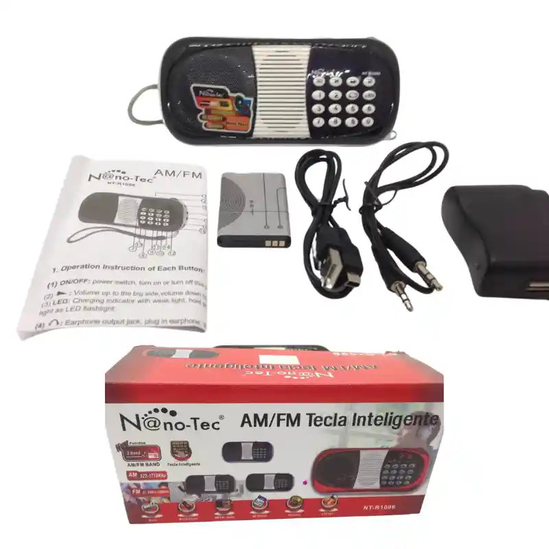 Radio Multibanda Nano-tec Nt-r1096 Am/fm Usb Mp3 Recargable Con Teclado Numérico