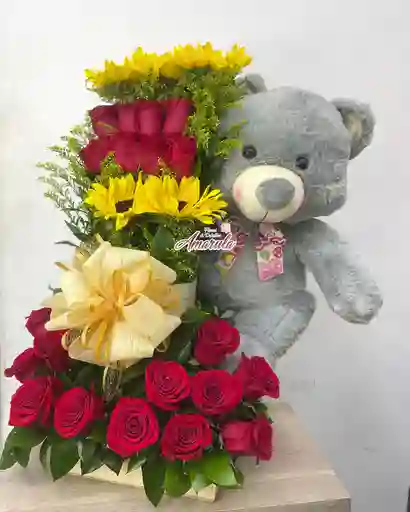 Arreglo Floral Con Oso