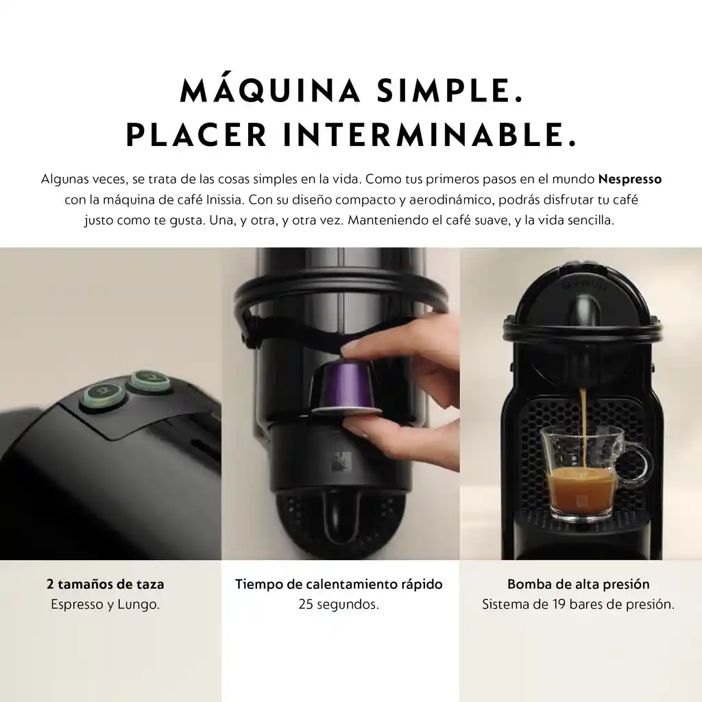 Cafetera Nespresso Inissia + Espumador De Leche