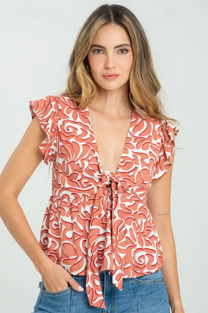 Blusa Samantha Color Rojo Carnauba Talla Xs
