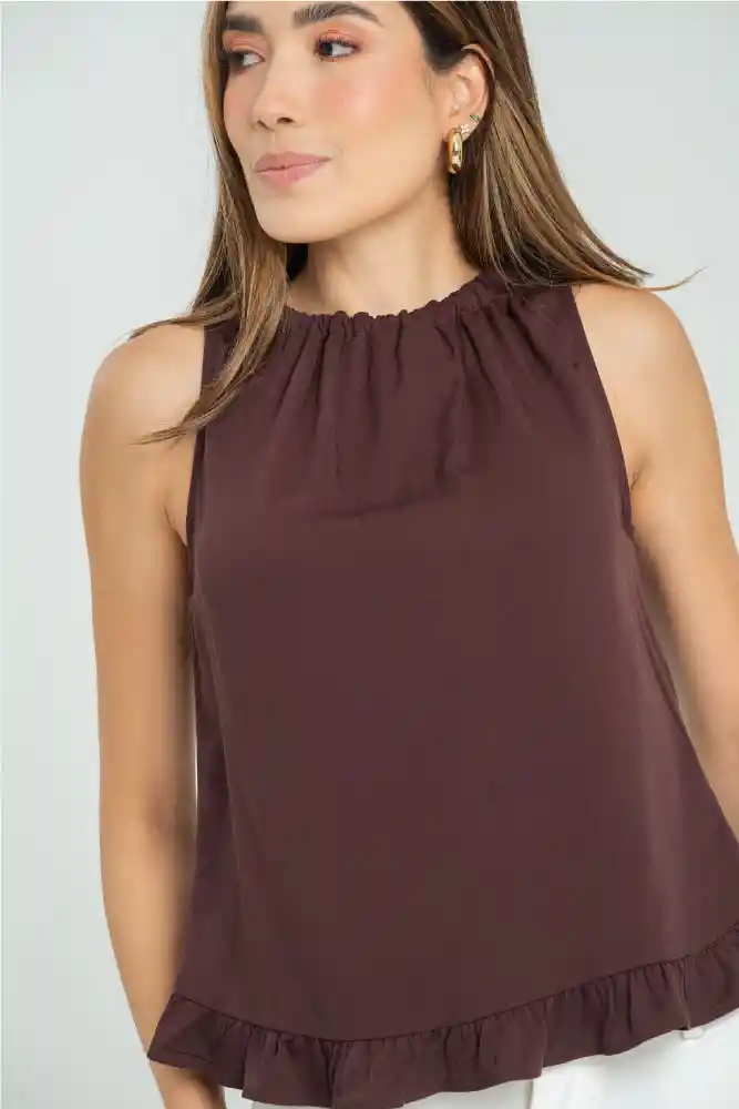Blusa Asterhia Color Cafe Puro Talla Xs