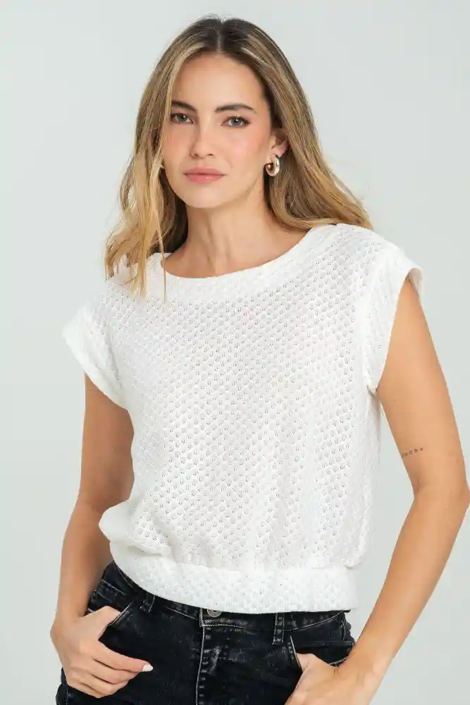 Blusa Tejida Veuve Color Blanco Crudo Talla M