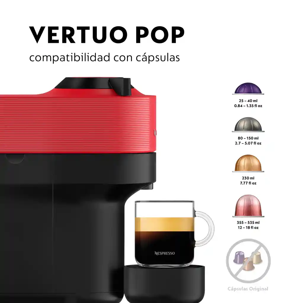 Cafetera Vertuo Pop Red Con Espumador De Leche