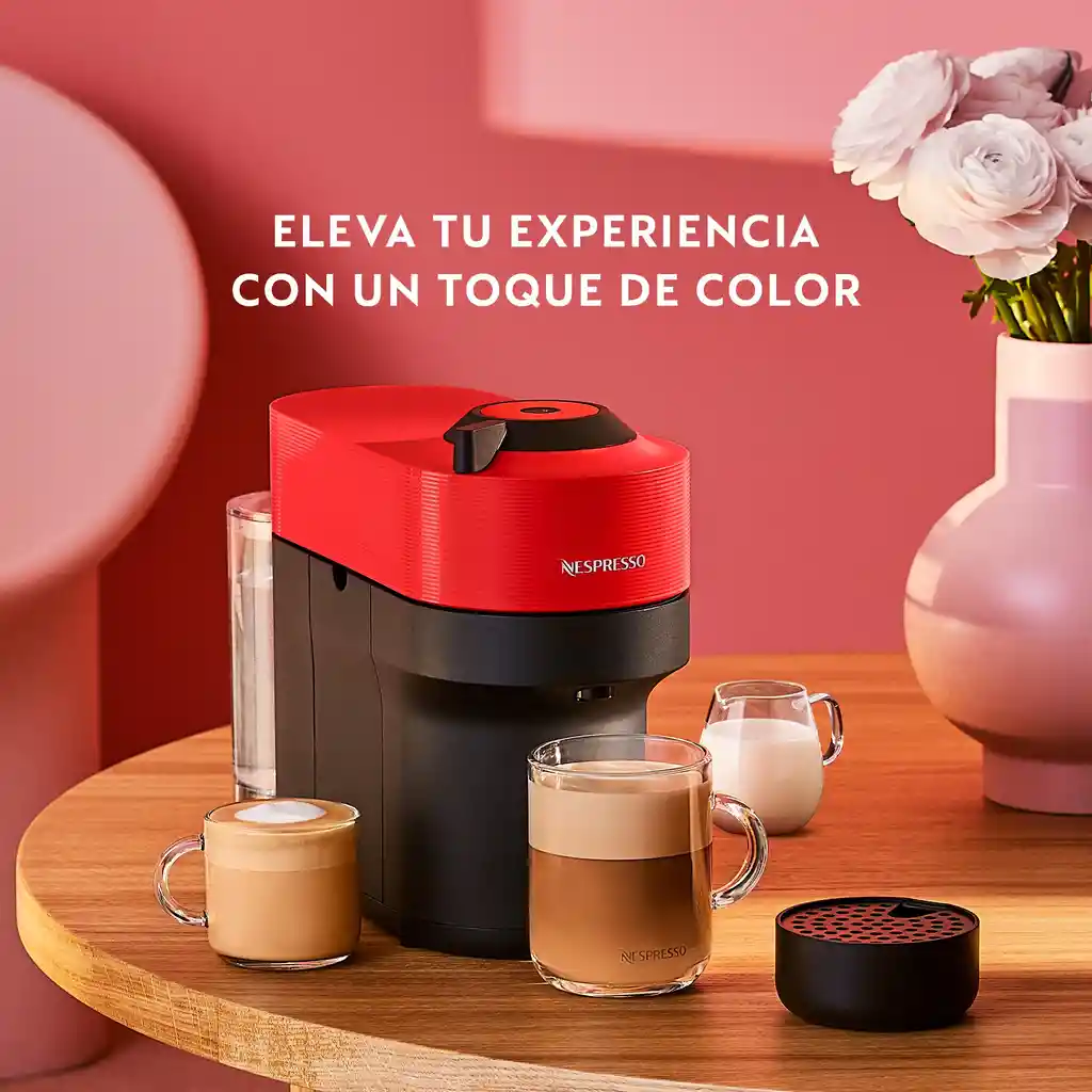 Cafetera Vertuo Pop Red Con Espumador De Leche