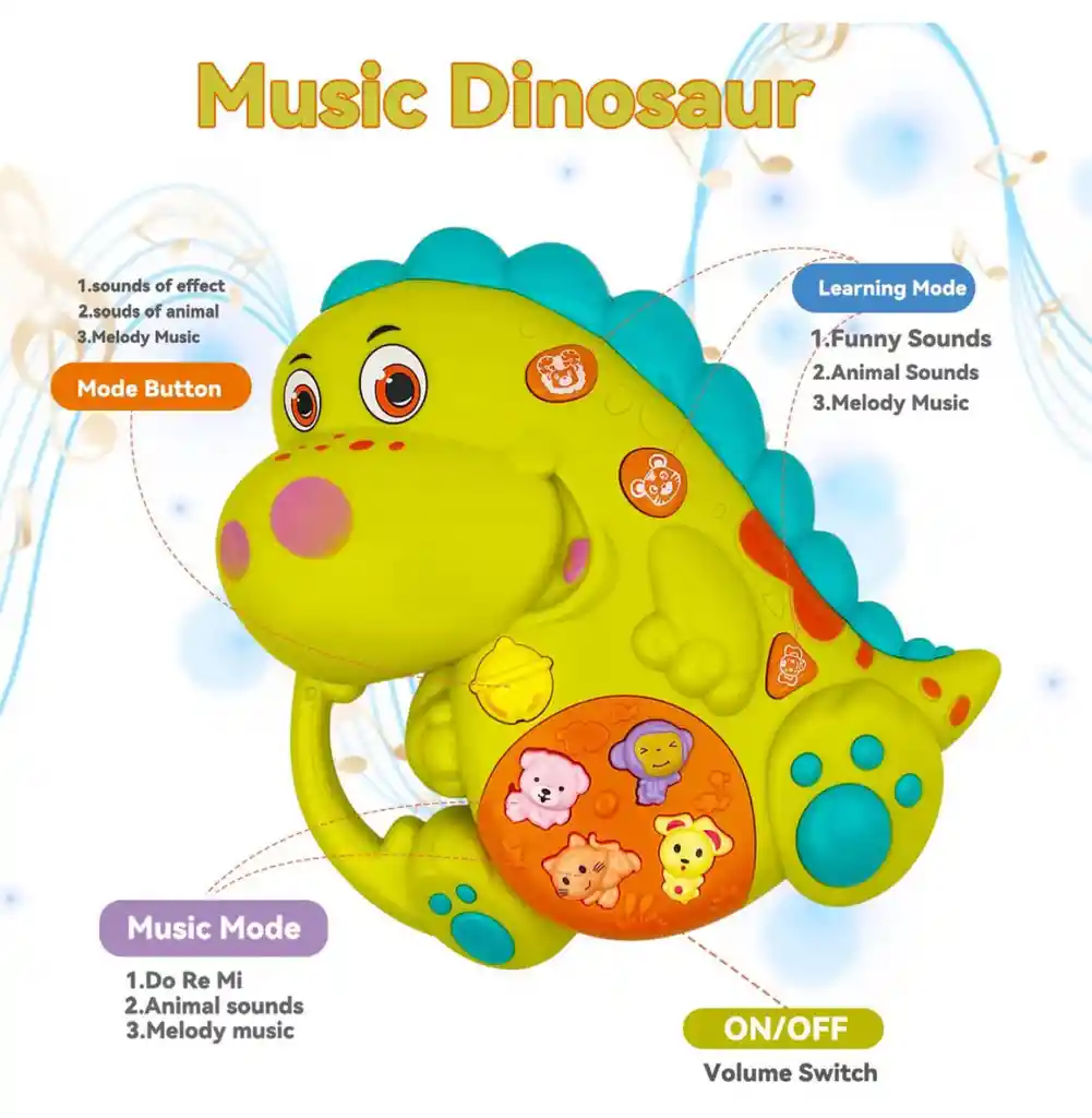 Dino Juguete Musical Para Bebés De 1 Año De Edad