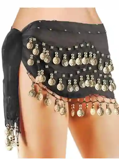 Falda Caderin Arabe - Falda Con Monedas Disfraz Negro