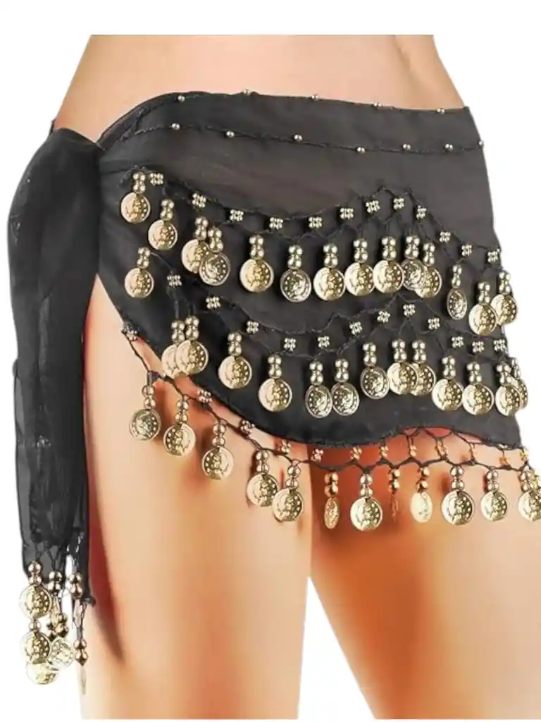Falda Caderin Arabe - Falda Con Monedas Disfraz Negro
