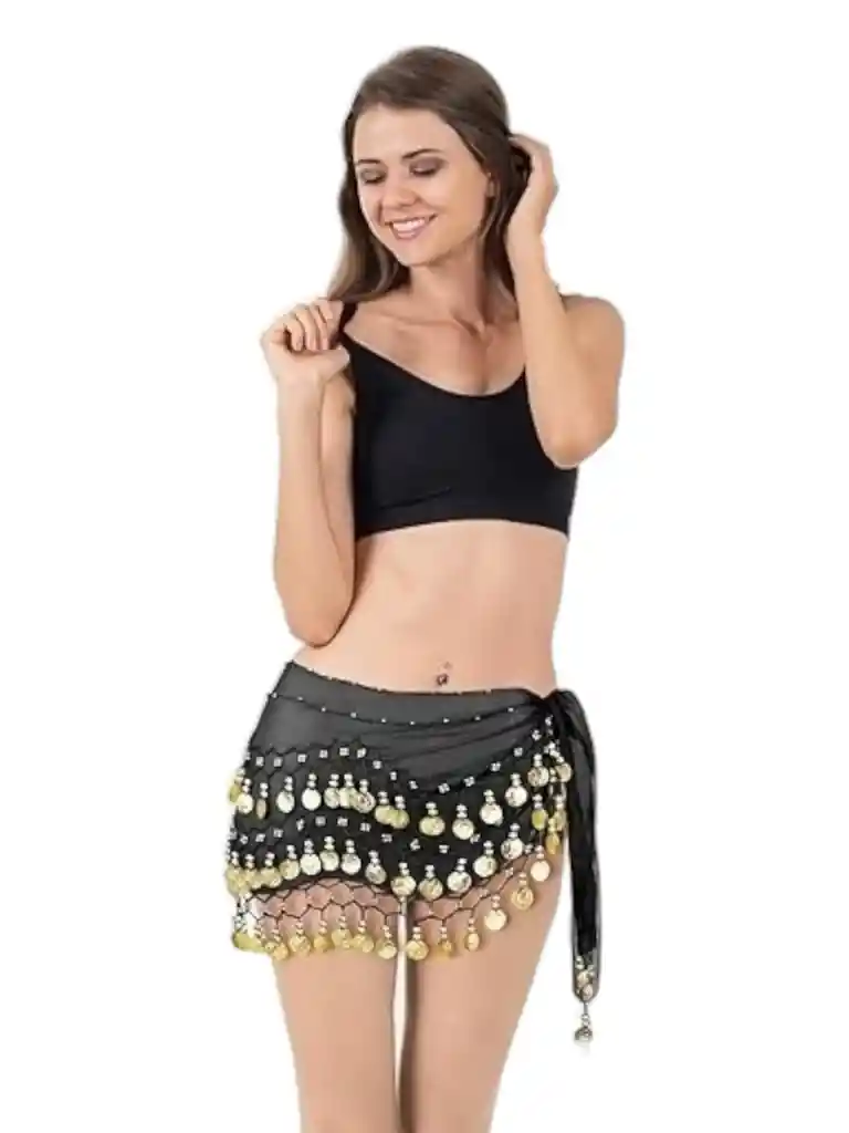 Falda Caderin Arabe - Falda Con Monedas Disfraz Negro