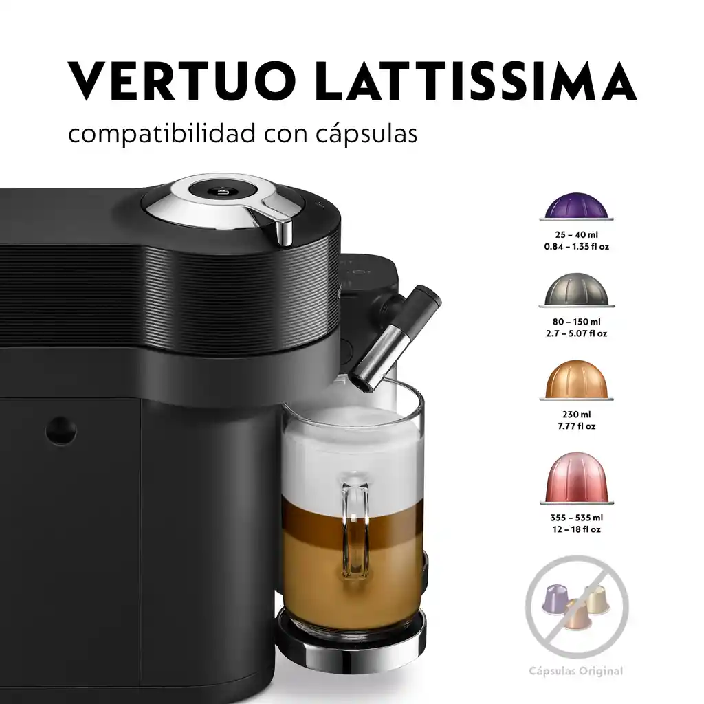 Cafetera Vertuo Lattissima Negra