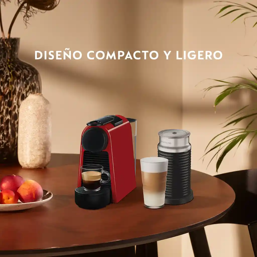 Cafetera Essenza Mini Roja Con Espumador De Leche