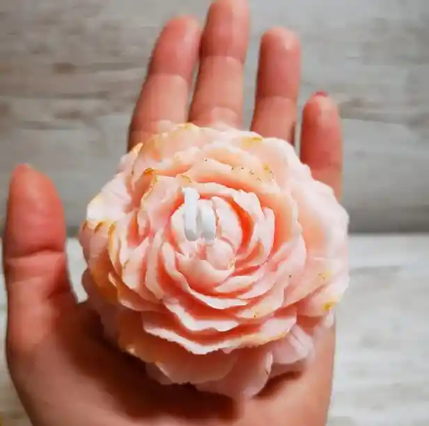 Molde Silicón Flor Peonia Grande Para Velas , Resina, Jabones.