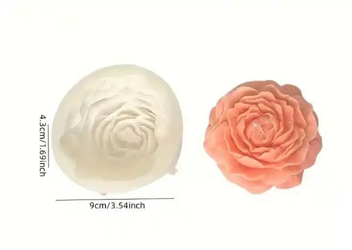 Molde Silicón Flor Peonia Grande Para Velas , Resina, Jabones.