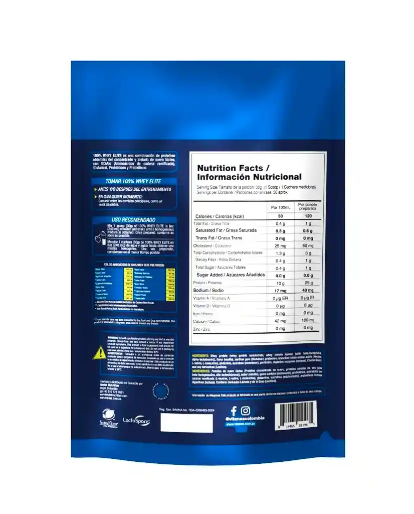 Proteina Whey Elite Pay De Limón Vitanas 2 Lb