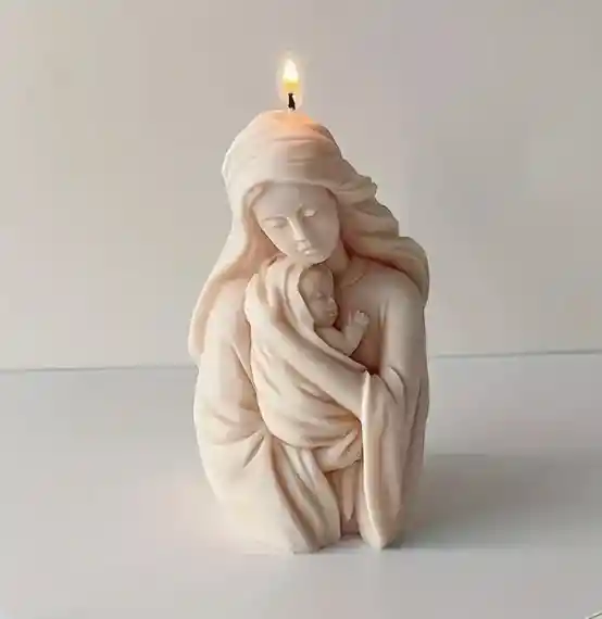 Molde Silicón Virgen María Y Jesús Para Velas , Resina, Jabones