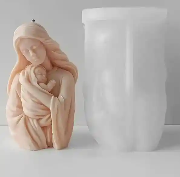Molde Silicón Virgen María Y Jesús Para Velas , Resina, Jabones