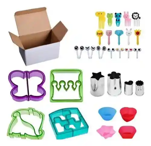Kit Cortador De Fruta Verdura Figuras Moldes Lonchera 32 Pcs