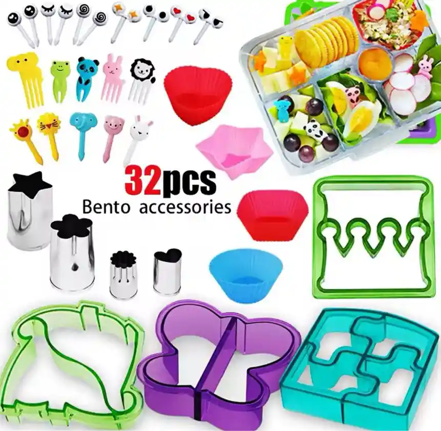 Kit Cortador De Fruta Verdura Figuras Moldes Lonchera 32 Pcs