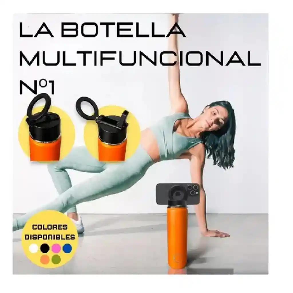Termo Con Soporte Magnético Para Celular Botella Deportiva