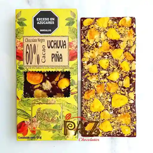 Tableta Chocolate Uchuva Piña 60% Cacao