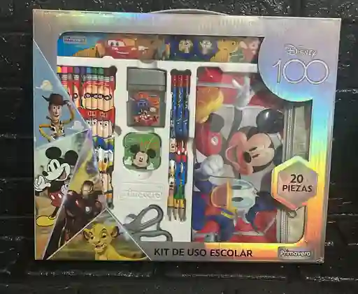 Kit Escolar Mickey Mouse Colores + Cartuchera + Regla + Lapiz Etc