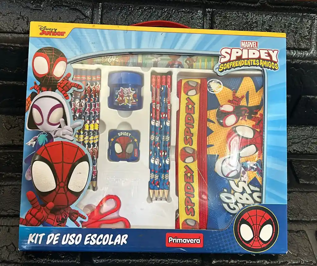 Kit Escolar Spider Man Colores + Cartuchera + Regla + Lapiz Etc