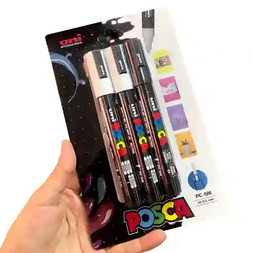 Posca X 3 Blanco Y Negro