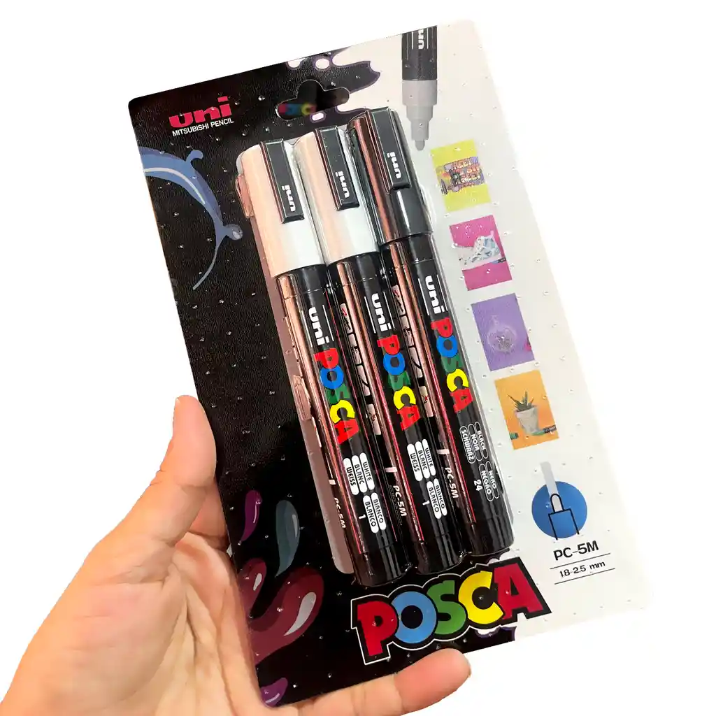 Posca X 3 Blanco Y Negro