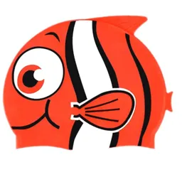 Gorro Niños Pez Natación 100% Silicona Color Rojo