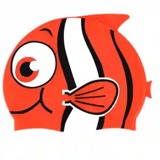 Gorro Niños Pez Natación 100% Silicona Color Rojo