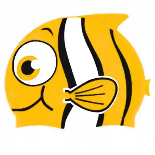 Gorro Niños Pez Natación 100% Silicona Color Amarillo