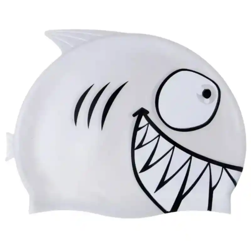 Gorro Niños Pez Natación 100% Silicona Color Gris